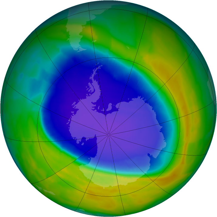 Antarctic ozone map for 09 October 2013